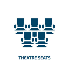 theatre seats icon from cinema collection. Filled theatre seats, movie, seat glyph icons isolated on white background. Black vector theatre seats sign, symbol for web design and mobile apps