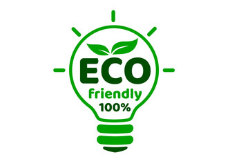 Light bulb icon. Eco lamp icon logo on white background. Green Organic Products Labels. Eco friendly sticker