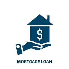 mortgage loan icon from business collection. Filled mortgage loan, loan, mortgage glyph icons isolated on white background. Black vector mortgage loan sign, symbol for web design and mobile apps