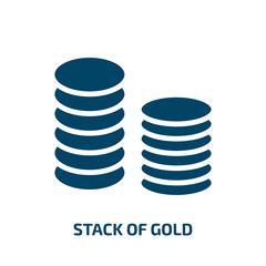 stack of gold icon from business collection. Filled stack of gold, stack, banking glyph icons isolated on white background. Black vector stack of gold sign, symbol for web design and mobile apps