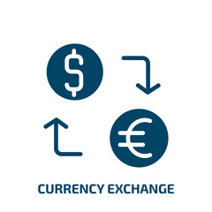 currency exchange icon from business collection. Filled currency exchange, currency, money glyph icons isolated on white background. Black vector currency exchange sign, symbol for web design and