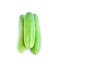 Fresh green cucumbers isolated on white background, Organic vegetables, Herbal plant, Food ingredient