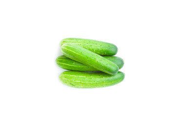Fresh green cucumbers isolated on white background, Organic vegetables, Herbal plant, Food ingredient