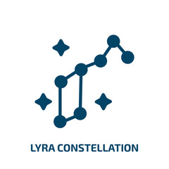 lyra constellation icon from astronomy collection. Filled lyra constellation, constellation, astronomical glyph icons isolated on white background. Black vector lyra constellation sign, symbol for web