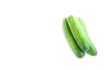 Fresh green cucumbers isolated on white background, Organic vegetables, Herbal plant, Food ingredient