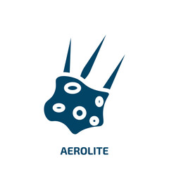 aerolite icon from astronomy collection. Filled aerolite, astronomy, space glyph icons isolated on white background. Black vector aerolite sign, symbol for web design and mobile apps