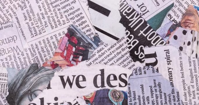 Newsprint Collage Background - Artistic Grunge Mixed Media Animation 