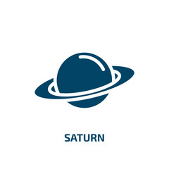 saturn icon from astronomy collection. Filled saturn, space, satellite glyph icons isolated on white background. Black vector saturn sign, symbol for web design and mobile apps © Farahim