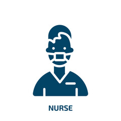 nurse icon from artificial intellegence and future technology collection. Filled nurse, medical, emergency glyph icons isolated on white background. Black vector nurse sign, symbol for web design and
