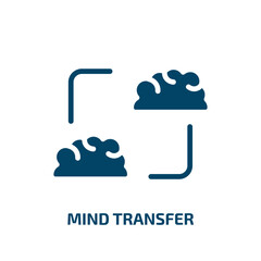 mind transfer icon from artificial intellegence and future technology collection. Filled mind transfer, transfer, mind glyph icons isolated on white background. Black vector mind transfer sign, symbol