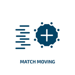 match moving icon from artificial intellegence and future technology collection. Filled match moving, competition, game glyph icons isolated on white background. Black vector match moving sign, symbol