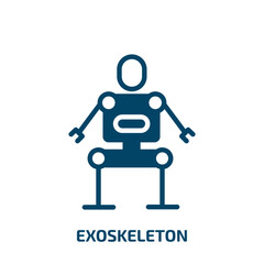 exoskeleton icon from artificial intellegence and future technology collection. Filled exoskeleton, cartoon, technology glyph icons isolated on white background. Black vector exoskeleton sign, symbol