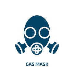 gas mask icon from army and war collection. Filled gas mask, protection, danger glyph icons isolated on white background. Black vector gas mask sign, symbol for web design and mobile apps