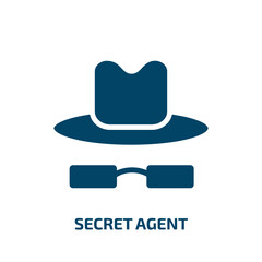 secret agent icon from army and war collection. Filled secret agent, agent, spy glyph icons isolated on white background. Black vector secret agent sign, symbol for web design and mobile apps