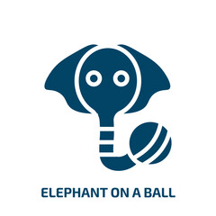 elephant on a ball icon from animals collection. Filled elephant on a ball, elephant, ball glyph icons isolated on white background. Black vector elephant on a ball sign, symbol for web design and