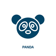 panda icon from animals collection. Filled panda, bear, animal glyph icons isolated on white background. Black vector panda sign, symbol for web design and mobile apps