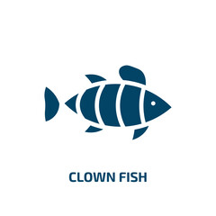clown fish icon from animals collection. Filled clown fish, sea, ocean glyph icons isolated on white background. Black vector clown fish sign, symbol for web design and mobile apps