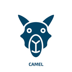 camel icon from animals collection. Filled camel, animal, zoo glyph icons isolated on white background. Black vector camel sign, symbol for web design and mobile apps