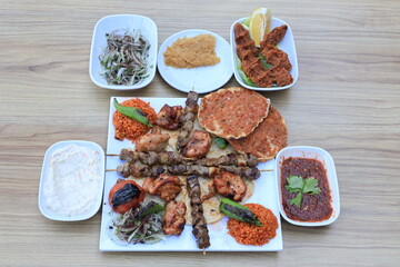 Kebab is a type of cooked meat dish that originates from the cuisines of the Middle East. 