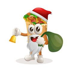 Cute burrito mascot santa claus christmas