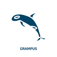 grampus icon from animals collection. Filled grampus, sea, mammal glyph icons isolated on white background. Black vector grampus sign, symbol for web design and mobile apps