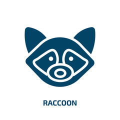 raccoon icon from animals collection. Filled raccoon, animal, wild glyph icons isolated on white background. Black vector raccoon sign, symbol for web design and mobile apps