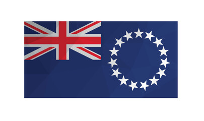 Vector illustration. Official symbol of Cook Islands. National flag with stars, blue color. Creative design in low poly style with triangular shapes. Gradient effect