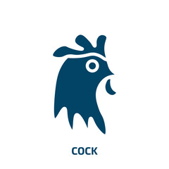cock icon from animals collection. Filled cock, animal, chicken glyph icons isolated on white background. Black vector cock sign, symbol for web design and mobile apps