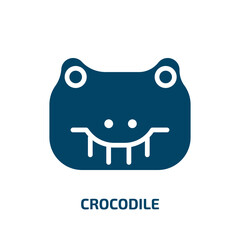 crocodile icon from animals collection. Filled crocodile, animal, zoo glyph icons isolated on white background. Black vector crocodile sign, symbol for web design and mobile apps