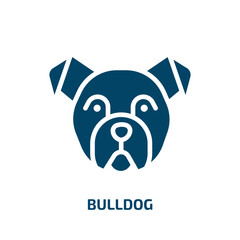bulldog icon from animals collection. Filled bulldog, cute, pet glyph icons isolated on white background. Black vector bulldog sign, symbol for web design and mobile apps