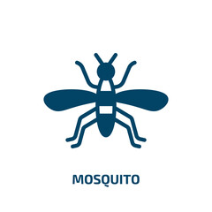 mosquito icon from animals collection. Filled mosquito, pest, animal glyph icons isolated on white background. Black vector mosquito sign, symbol for web design and mobile apps