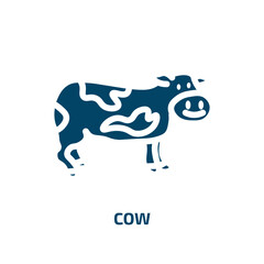 cow icon from animals collection. Filled cow, farm, meat glyph icons isolated on white background. Black vector cow sign, symbol for web design and mobile apps