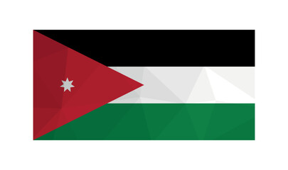 Vector illustration. Official symbol of Jordan. National flag in red, black, green colors and white star. Creative design in low poly style with triangular shapes. Gradient effect