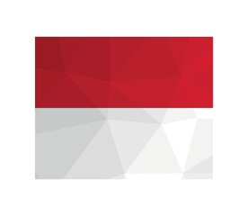 Vector illustration. Official symbol of Monaco. National flag with red and white stripes. Creative design in low poly style with triangular shapes. Gradient effect