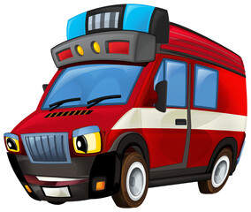 Fototapeta premium cartoon fireman car truck isolated illustration for children