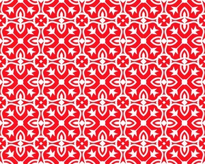 Abstract Red seamless repeat pattern flat style Ornament geometric squares design with motif BG