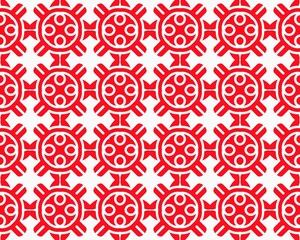 Abstract Red seamless repeat pattern flat style Ornament geometric squares design with motif BG