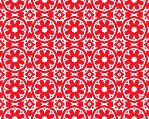 Abstract Red seamless repeat pattern flat style Ornament geometric squares design with motif BG