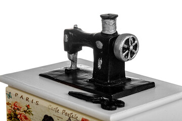 jewelry box with decorative sewing machine on a white background