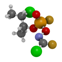 Novichok agent A-234 molecule, chemical structure as proposed by Hoenig and Ellison, 3D rendering.