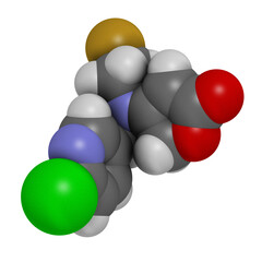 Flupyradifurone neonicotinoid insecticide molecule, 3D rendering.