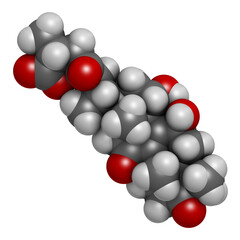 Ganoderic acid A molecule. Present in Ganoderma mushrooms, 3D rendering.