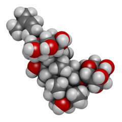 Ginsenoside Rg1 ginseng molecule, 3D rendering.