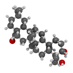 Hederagenin common ivy molecule, 3D rendering.