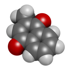 Vitamin K3 or menadione molecule, 3D rendering.