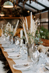 rustic wedding table set decor with candles