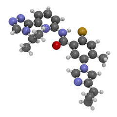 Selonsertib drug molecule, 3D rendering.