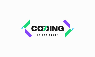 Coding logo designs template, Modern code logo for programmer