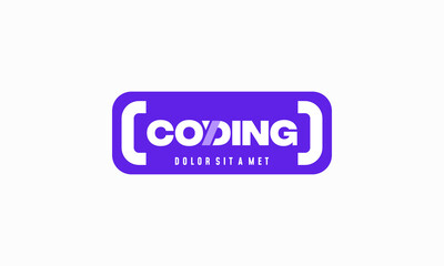 Coding logo designs template, Modern code logo for programmer