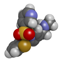 Vonoprazan drug molecule, 3D rendering.